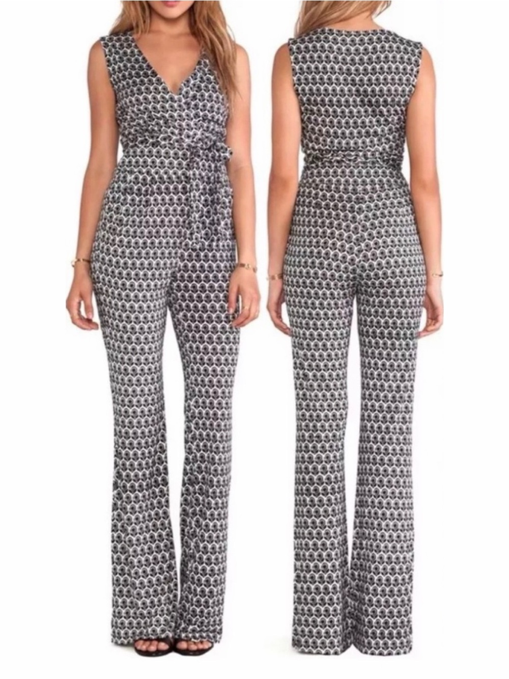 DIANE VON FURSTENBERG Terria Silk Jersey Wide Leg Wrap-Effect Jumpsuit 2